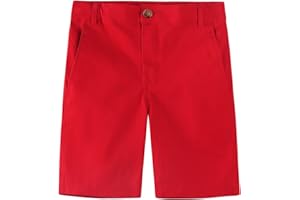 Spring&Gege Boys' Cotton Twill Flat Front Uniform Stretch Chino Shorts