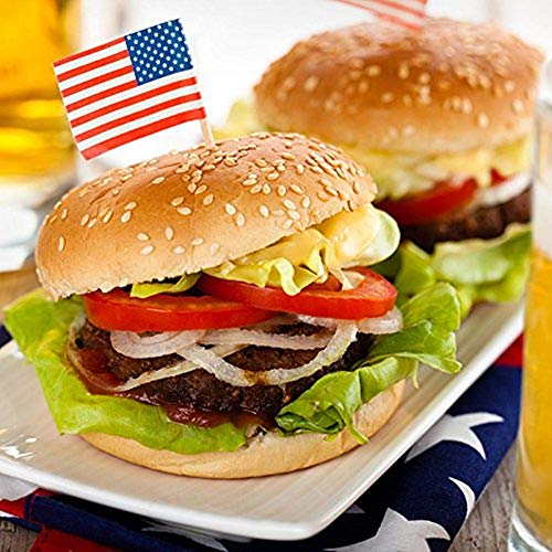 JSDOIN American Flag Picks Flag Toothpicks Cocktail Sticks Cupcake Toppers, 100 Count - Thumbnail 4
