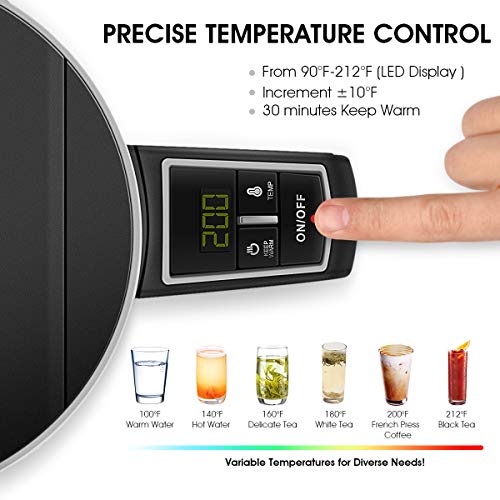 Electric Kettle, CUSIBOX 1.5L Temperature Control Tea Kettle with Keep Warm Function, Cool Touch Double Wall Stainless Steel Water Kettle, 1500W