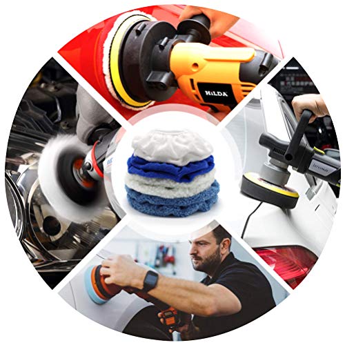 AUTDER 9 Inch & 10 Inch Car Polisher Pad Bonnet, Waxers Bonnet Set, Woollen+Cotton+Microfiber+Coral Fleece, 2 Pcs for Each, Pack of 8 Pcs