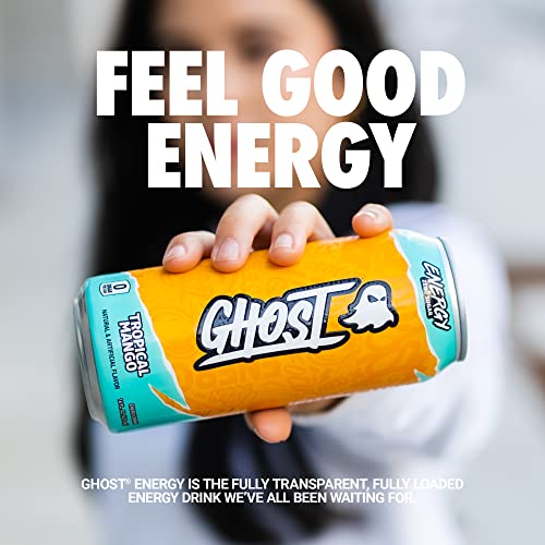 GHOST ENERGY SugarFree Energy Drink 12Pack, Tropical Mango, 16oz