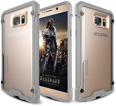 GOGING [Bumper Series] Crystal Clear PC Back + TPU Bumper Defender Protective Case Cover for Samsung Galaxy Note 5 -Retail Packaging (Gray)