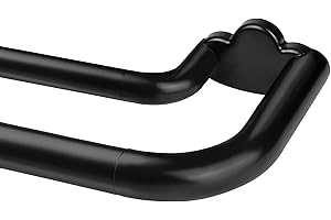 Double Curtain Rods 32 to 58 Inches, HOTOZON Blackout Double Curtain Rods for Windows 20 to 54 Inches (1.6-4.5 ft), 6/8 Inches Wrap Around Room Darkening Telescoping Drapery Rod, Black