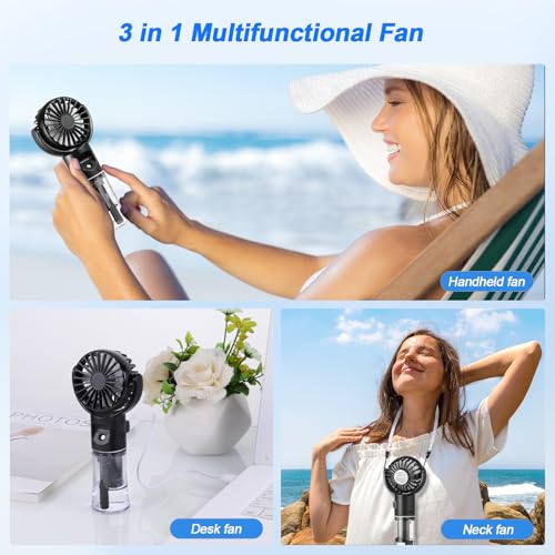 Starvortex Portable USB 4 Speed Rechargeable Misting Fan - Accessories for Outdoor, Office, Camping (Black)
