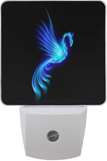 Ardiente Ave Fénix Azul Llama de Fuego Sobre Negro Sensor Automático