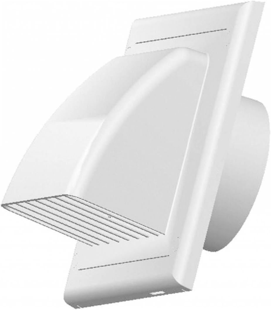 Awenta 6'' Inch / 150 mm Exhaust Hood Vent, White ABS Plastic, Non Return Valne/Backdraft Damper, Dryer Opening
