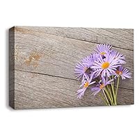 Canvas Wall Art - Flowers on Vintage Wood Background - Canvas Prints Home Artwork Decoration for Living Room,Bedroom - 12x18 inches