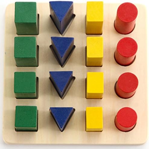 Geometric Puzzle, PINCHUANGHUI Wooden Children Puzzle Geometric Ladder Building Block for Baby Early Development and Education - Colorful