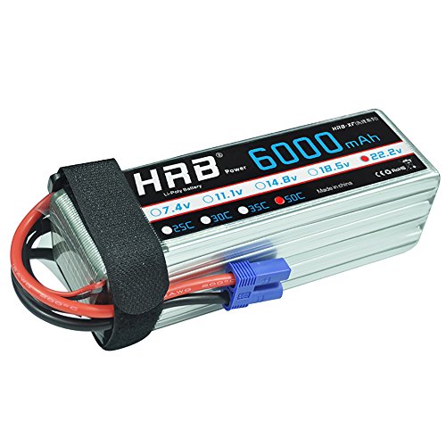 HRB 6S 6000mAh 22.2V Lipo Battery 50C-100C EC5 Plug for RC Quadcopter Airplane Helicopter Car Truck(6.10 x 1.89 x 2.17 inch)