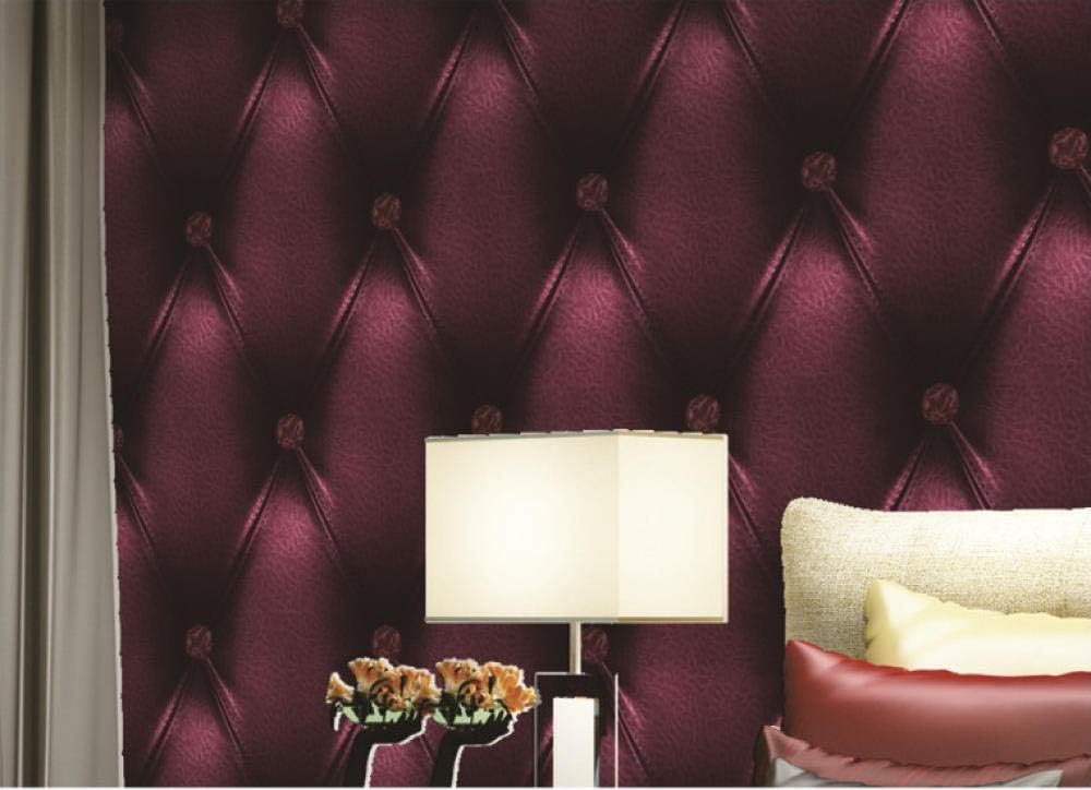 3D Wallpaper Simulation Leather Soft Bag Pattern Bedroom Living Room TV Background Wall Decoration Wine red