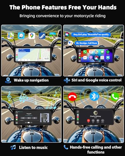 8.1 Inch Motorcycle Carplay Wireless Carplay and Android Car for Motorcycles, IP67 Waterproof Touchscreen Motorcycle Navigation GPS Bluetooth Audio, Siri and Google