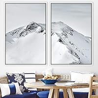 2 Piece Framed Canvas Wall Art Black and White Mountains Canvas Prints Home Artwork Decoration for Living Room,Bedroom - 16