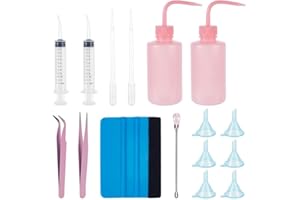 BENECREAT 16Pcs DIY Snow Globe Tumbler Kit, DIY Tool Set with Squeeze Bottle, Funnel, Tweezers, Bent Syringe, Steel Stick, Dr
