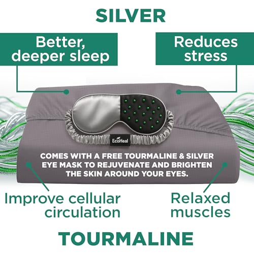 Luxury Tourmaline Grounding Sheets Queen 20% Silver Fiber, 76% Tourmaline Cotton, 4% Silk, Quality Certified Grounded Well Bed Sheet - Conductive Earth Fitted Sheet for Better Sleep, Grey