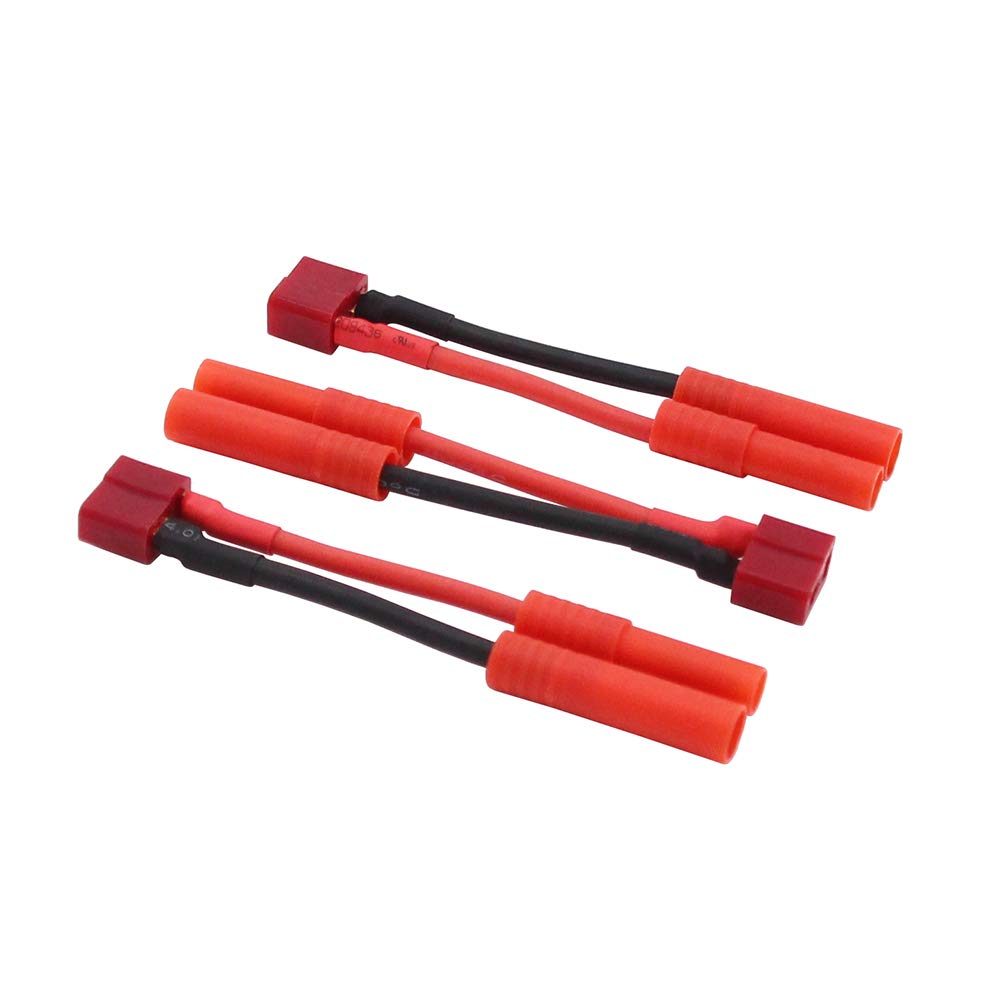 BDHI 3pcs Deans T plug Female To HXT 4.0mm Male Bullet Connector Adapter Cable - 14awg 5cm Wire(B143-3)