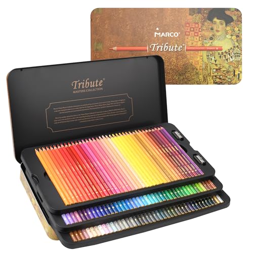 MARCO - Oil Pencils for Adult Painting, Set of 120 Colours, Wooden Pencils in Steel Box, Suitable for Art Enthusiasts and Professional Painters