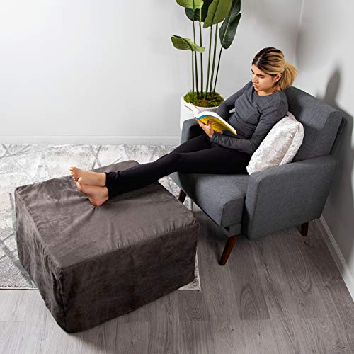 Milliard Folding Bed Ottoman Single Cot Size with Grey Suede Cover