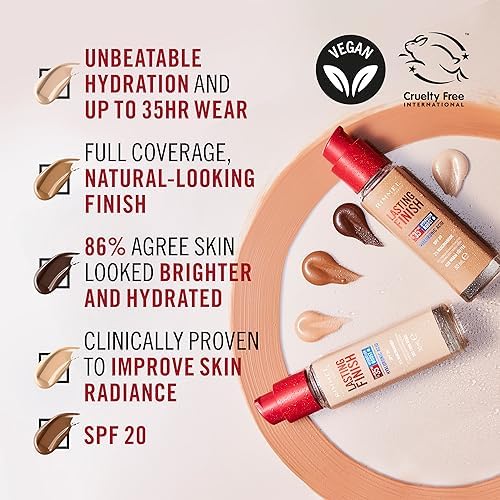 Lasting Finish 35H, 203 True Beige, fondotinta, lunga tenuta, idratante, formula vegana, alta coprenza, 30ml