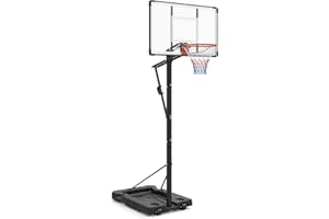 GYMAX Basketball Hoop, 5.6-10 Ft Adjustable Basketball Goal with 44 Inch Shatterproof Backboard, Fillable Base, Wheels for Te