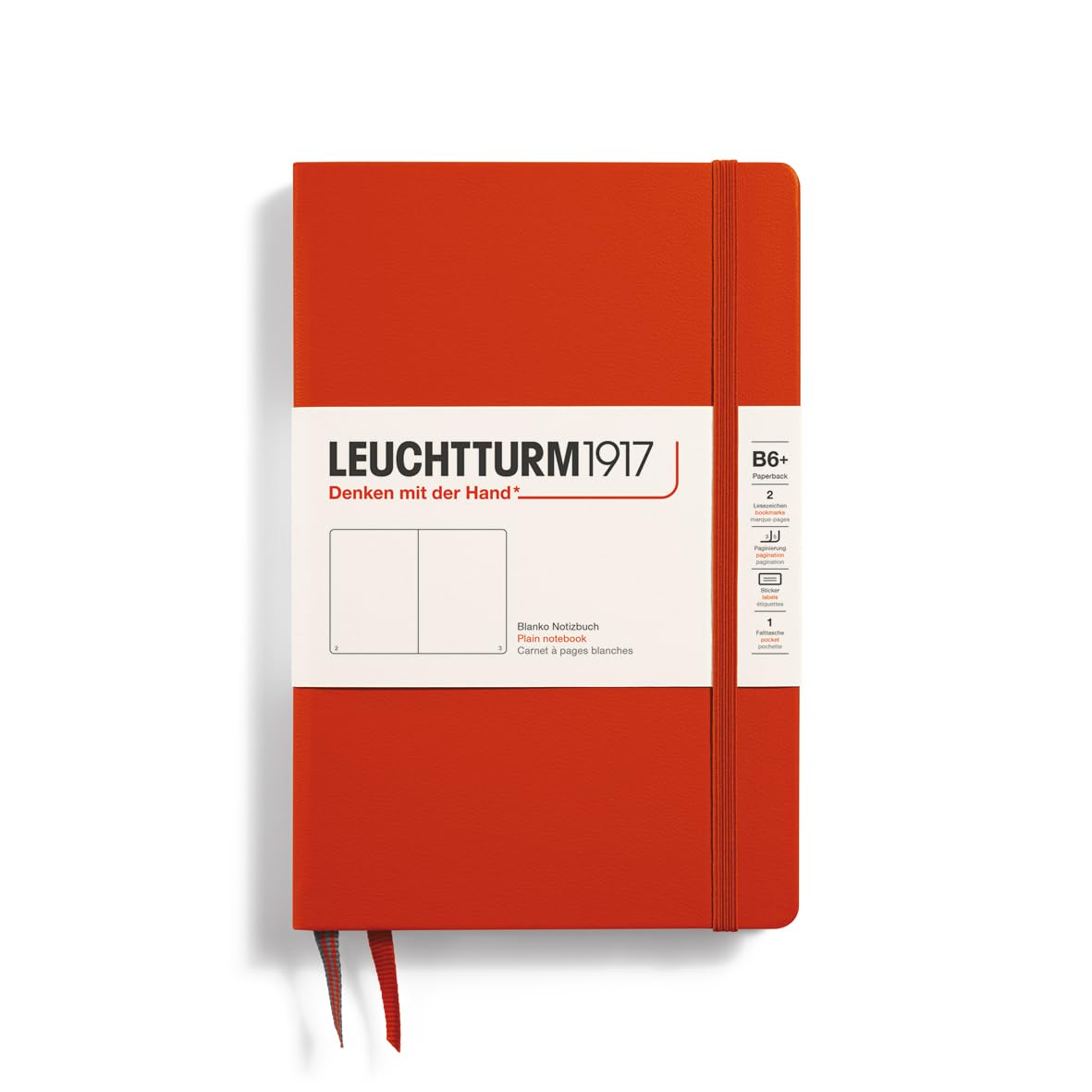 Leuchtturm1917 370284 Notebook Paperback (B6+), Hardcover, 219 numbered pages, Fox Red, plain — image 1