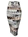 MBJ WB1304 Womens Print Midi Pencil Skirt L Black_Brown