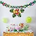 KUUQA Luau Hawaiian Grass Table Skirt and 48 Pcs Artificial Tropical Palm Monstera Leaves Hibiscus Flowers for Aloha Tiki Jungle Moana Theme Tropical Birthday Party Decorations Ideas Supplies