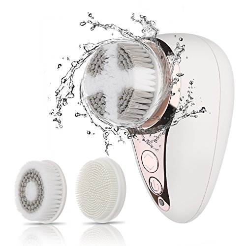 Liberex Oscillation Facial Cleansing Brush - Waterproof and Wireless Charging, 3 Brush Heads for All Skin Type, Help Get Rid of Acne, Dark Spots and Blackheads