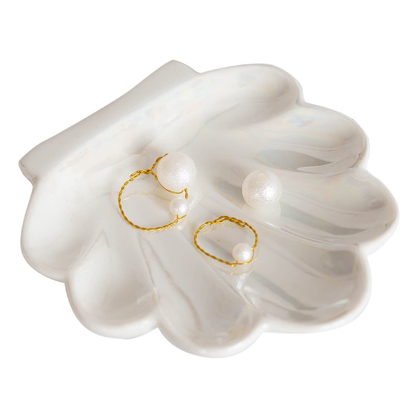 Photo 1 of TIGERMILLION Shell Trinket Dish, Ceramic Ring Holder/Jewelry Tray, Cute Organizer Plate Vanity Decorations Accessories for Home Décor Bathroom