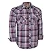 COEVALS CLUB Men's Long Sleeve Casual Western Two Pockets Work Plaid Pearl Snap Button Up Shirt (Purple,Black/L, 23#)