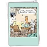 Dogopoly: Funny Birthday Card Featuring Cartoon Canines Marking Territory in a Board Game, with Envelope. C3986BDG