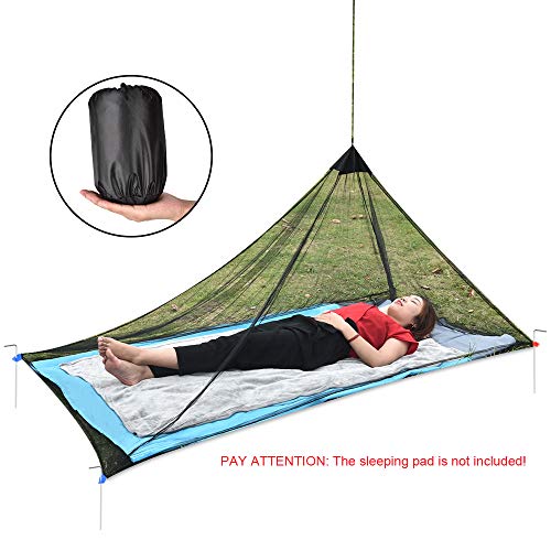 OTraki Camping Mosquito Net for Single Sleeping Bag Travel Portable Anti Mosquito Nets with Carry Bag 4 PCS Stakes Outdoor Insect Netting Cover Canopy Lightweight Mesh Tent Black - Thumbnail 7