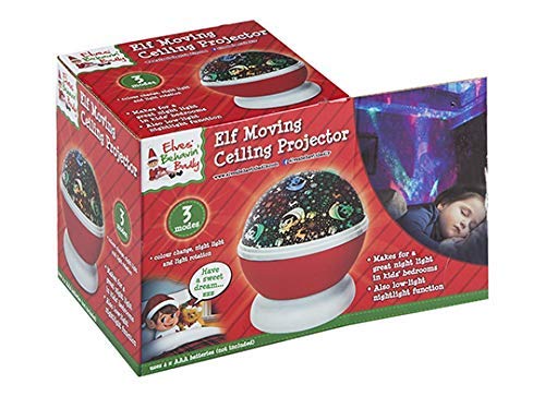 Glow Naughty Little Xmas Elf Moving Ceiling Projector - Rotating Low Light Festive Colour Changing Fun Family Magical Elves Behavin Badly Elfie and Elvie Christmas Wall Nightlight for All Kids Ages
