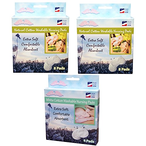NuAngel AllNatural Cotton Washable Nursing Pad Set, White Pricepulse