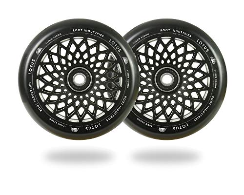 Root Industries 110mm Lotus Stunt Trick Scooter Wheels (Pair) - Wide Fast Hollowcore - Kick Push Scooter Tires - Pro 110mm Freestyle Urethane - Fit Most Setups - 30mm x 110mm - Bearings (Black) - Thumbnail 6