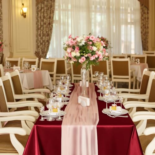 2 Pack Rectangle Table Cloth 60" x 102" – Durable Polyester Tablecloth Offers Reusable & Washable Protection, Ideal for Outdoor Party, Picnic, Wedding, Banquet and Birthday (Burgundy, 60"x102")