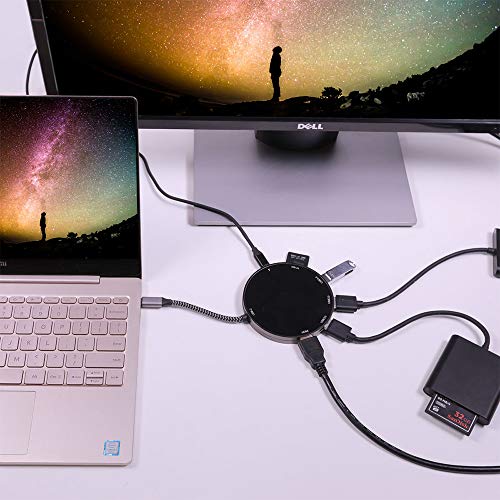 USB C Hub Adapter, Type C Hub with Wireless Phone Charger,8-In-1 USB C Hub with 4K HDMI,USB C Charging Ports,3 USB 3.0,SD/TF Card Reader for MacBook/MacBook Pro/Google/Samsung/iPhone X/XS.Patented