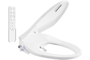 SR SUN RISE Electric Bidet Toilet Seat Elongated - Dual Nozzles for Female & Hip, Comfort Heated Seat & Air Dryer, 6 Wash Modes, Remote & Knob Control, Silent Close Lid, Nightlight, Ultra-Slim