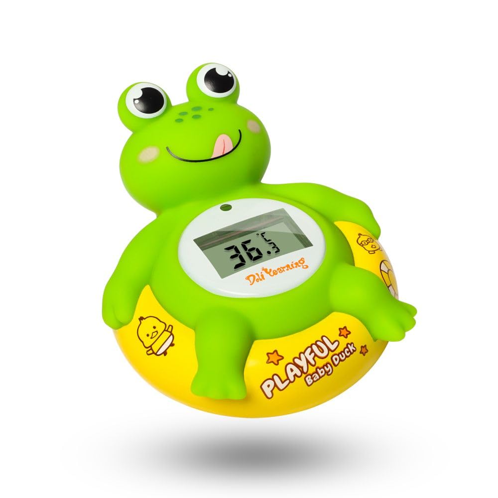 Doli Yearning Baby Bath Thermometer, Toddlers Floating Bath Toy, Bathtub Thermometer at Fahrenheit and Celsius - New Frog
