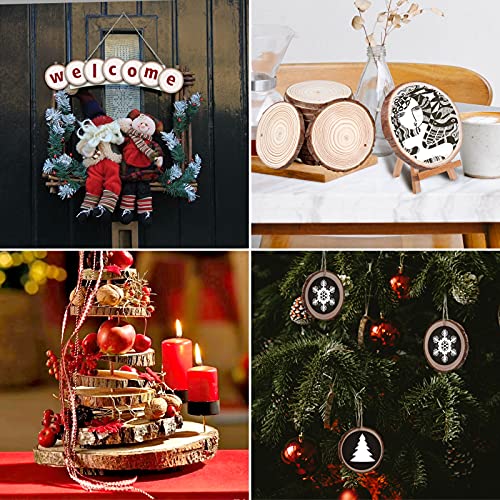 SGRZDQ Unfinished Natural Craft Christmas Ornamengts DIY Crafts, 30 Pcs 2.8-3.1 inches Unfinished Craft Wood kit Predrilled with Hole Wooden Circles(7-8 cm)