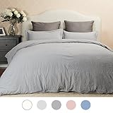 Duvet Cover Set with Zipper Closure-Wrinkled Vintage Style Grey,King (104