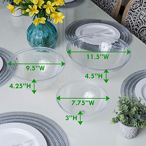 PLASTICPRO Disposable Round Crystal Clear Serving Bowls With Lids Party