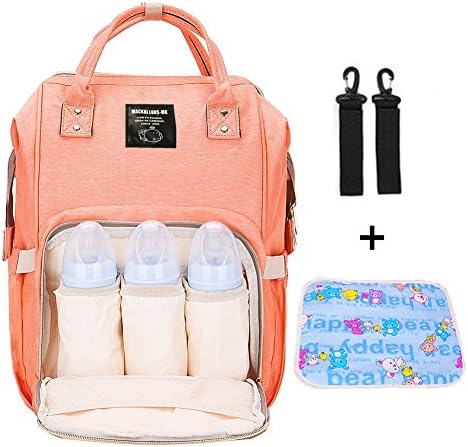 Mastery Baby Diaper Bag Backpack for Mom and Dad, Extra Large Capacity Waterproof Oxford Cloth with Insulated Bottle Pocket, Stroller Straps and Changing Pad (Orange Pink)