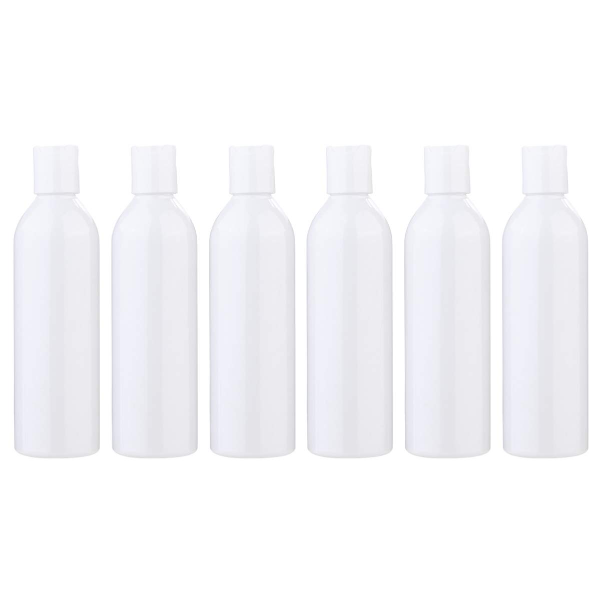Minkissy Travel Shampoo 6pcs 250ml Portable Bottles - Plastic Refillable Squeeze Bottles With Disc Cap for Lotion (White) - Bulk