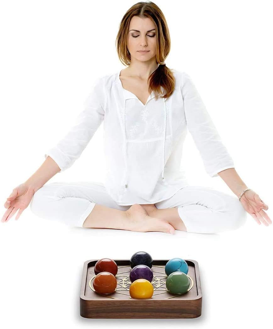 Anjing 7 Chakra Healing Crystals Set for Reiki and Energy Desktop Decoration Home Decoration 24mm - Image 5