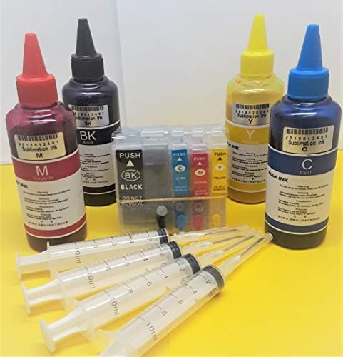 252 252XL Prisma Refillable Full Sublimation ARC Auto Reset Chip 4 x 100ml Bottles 4 Syringes Printer
