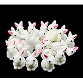 Art&Beauty 24pcs Mini Resin Rabbits Easter Bunny Miniature Figurines Fairy Garden Miniature Moss Landscape DIY Ornaments Decorations Succulents Plant for Home Decorations