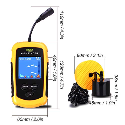 Lixada Sondeur De Poisson Filaire Portable Couleur Pêche Capteur Lcd 100 M De Profondeur Echolot