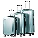 Coolife Luggage 3 Piece Sets PC+ABS Spinner Suitcase 20 inch 24 inch 28 inch (Ice blue)
