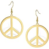 LIKGREAT Peace Pendant Hook Earrings Peace Sign Symbol Dangle Drop Earrings for Women