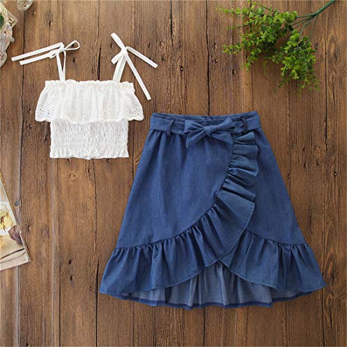 BOIZONTY Toddler Kids Baby Girls Ruffle Strappy Tube Top Irregular Maxi Skirt Outfit Dress Set Summer Clothes (Irregula Skirts, 2-3 Years)